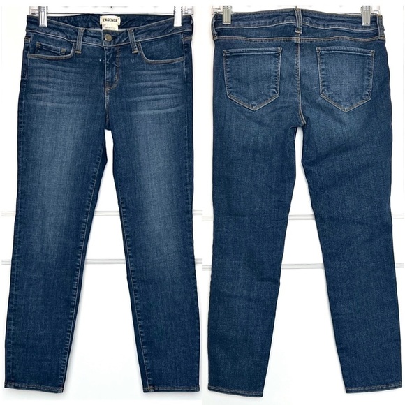 NWT L’AGENCE Dark Wash Stretch Denim Low Rise Ankle Crop Capris Skinny Jeans 27‎ - Picture 2 of 7